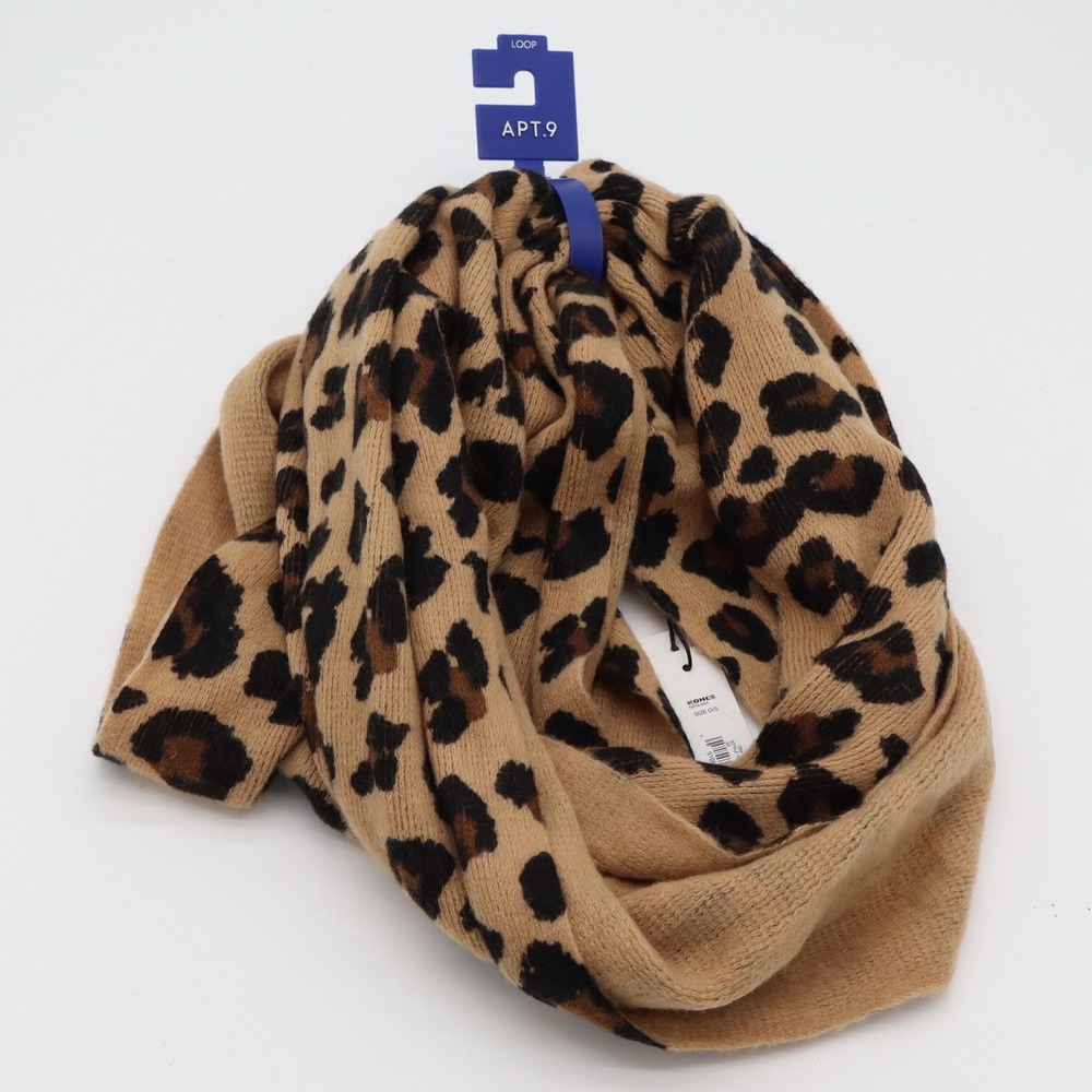 Apt. 9 Scarf Womens OS Infinity Loop Natural Leopard Print WAP73CW41 Tan NEW